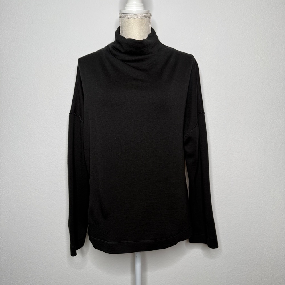 Lululemon Sweater Principal Dancer Funnel Neck Merino Wool Gold Logo Size 4